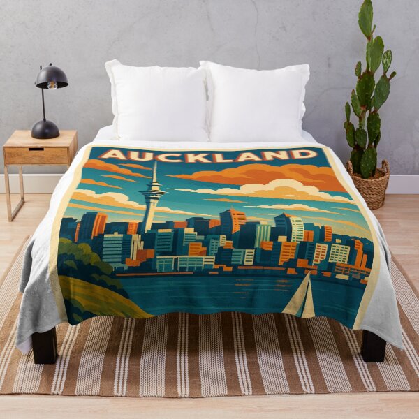 Item preview, Auckland Skyline Retro Style Sailboat View designed and sold by Aryabek.