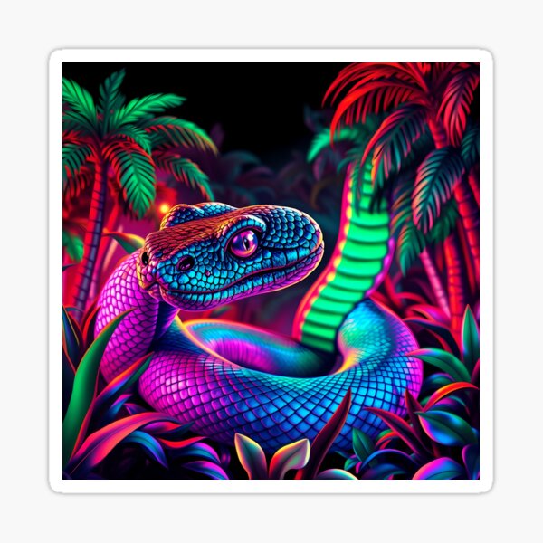 Item preview, Psychedelic Snake Art - Tropical Neon Reptile Design  designed and sold by AbdS07.