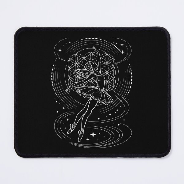 Item preview, Zero Gravity Ballerina & Flower of Life, white Line Art Sacred Geometry designed and sold by QuirkySpark.