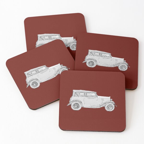 Item preview, Morris 8 vintage 1930s British classic car side view monochrome designed and sold by soitwouldseem.