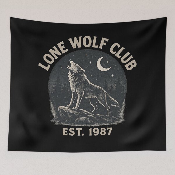 Item preview, Lone Wolf Club Howling Vintage Retro designed and sold by Romeo Fashion.