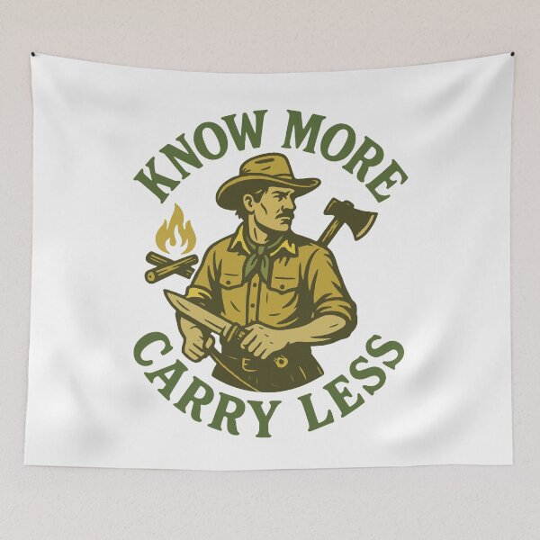Item preview, Know More Carry Less Prepper Survival Bushcrafting designed and sold by LuminOrb.