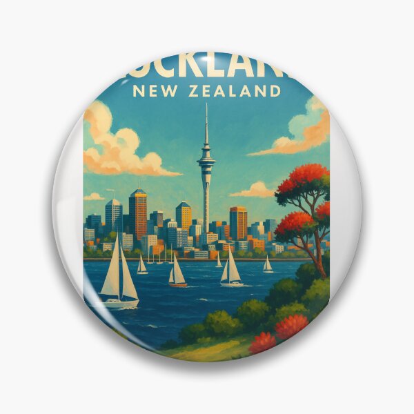 Item preview, Auckland Skyline with Sailboats and Pohutukawa designed and sold by Places On Earth.