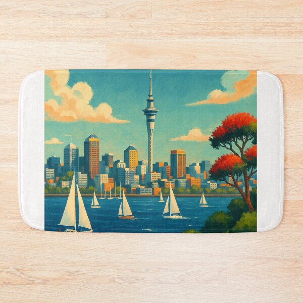 Item preview, Auckland Skyline with Sailboats and Pohutukawa designed and sold by Places On Earth.
