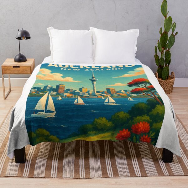Item preview, Auckland Skyline with Sailboats and Pohutukawa designed and sold by Places On Earth.