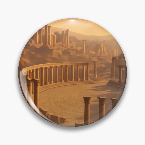 Item preview, Jerash Oval Plaza at Golden Hour – Vintage Art Deco Jordan Travel Scene designed and sold by Cosmopolis.