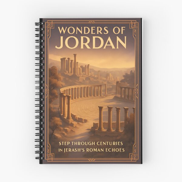 Item preview, Jerash Oval Plaza at Golden Hour – Vintage Art Deco Jordan Travel Scene designed and sold by Cosmopolis.