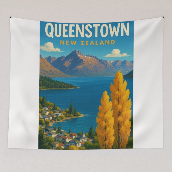 Item preview, Queenstown Autumn View with Golden Trees designed and sold by Places On Earth.
