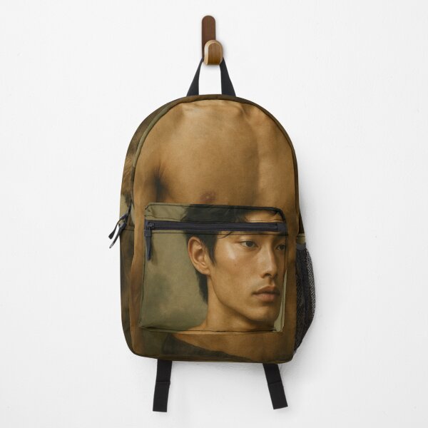 Item preview, Shirtless Asian Man with Stag in Woodland Setting designed and sold by Places On Earth.