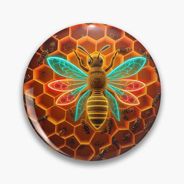 Item preview, Mystical Bee with Glowing Wings on Golden Honeycomb Pattern designed and sold by AbdS07.