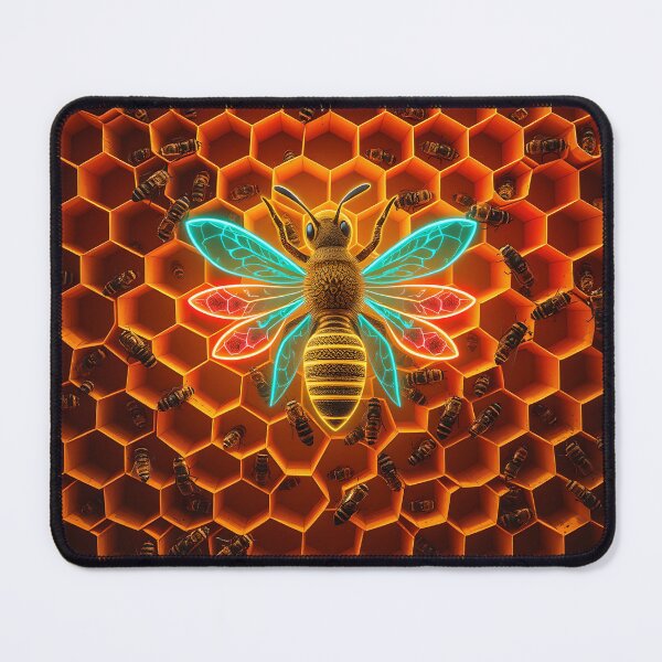 Item preview, Mystical Bee with Glowing Wings on Golden Honeycomb Pattern designed and sold by AbdS07.