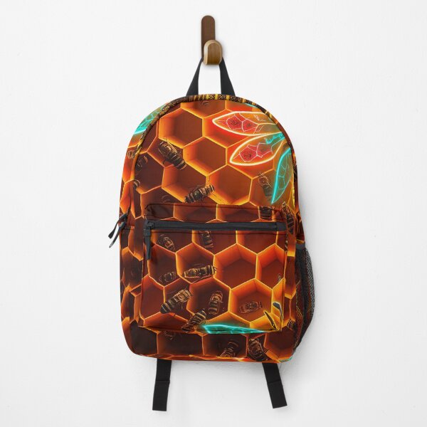 Item preview, Mystical Bee with Glowing Wings on Golden Honeycomb Pattern designed and sold by AbdS07.