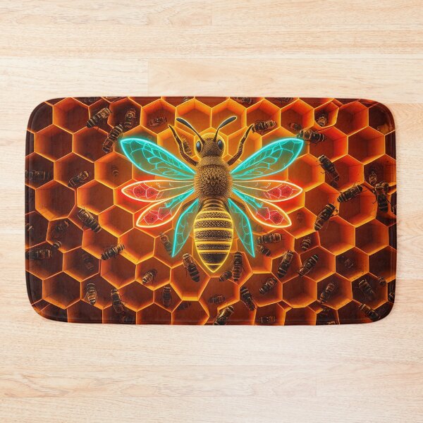 Item preview, Mystical Bee with Glowing Wings on Golden Honeycomb Pattern designed and sold by AbdS07.