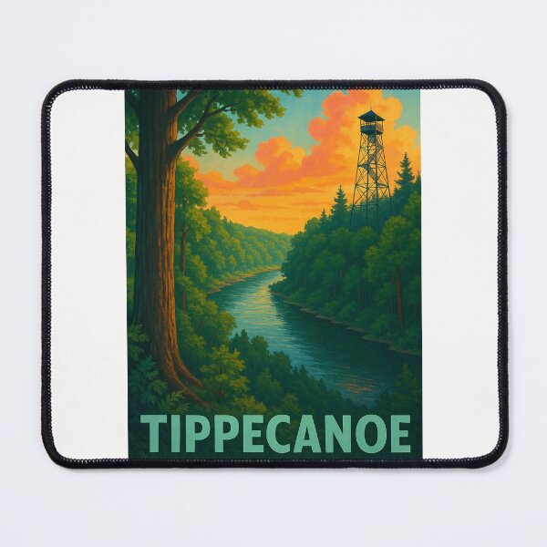 Item preview, Tippecanoe State Park Fire Tower and River designed and sold by Places On Earth.