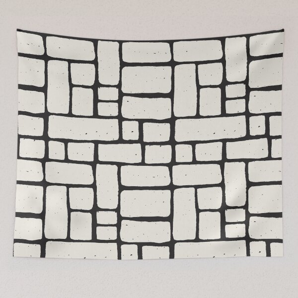 Item preview, Wonky Brick Wall – Artistic Black and White Pastel Pattern designed and sold by EmeraldeaArt.