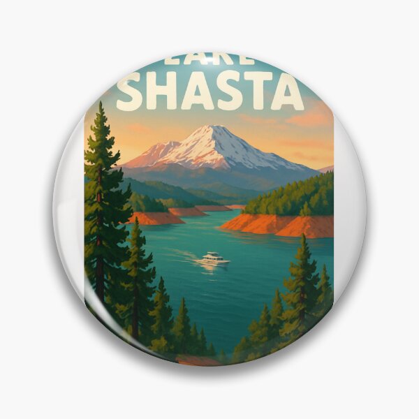 Item preview, Lake Shasta Boat View and Mountain Backdrop designed and sold by Places On Earth.