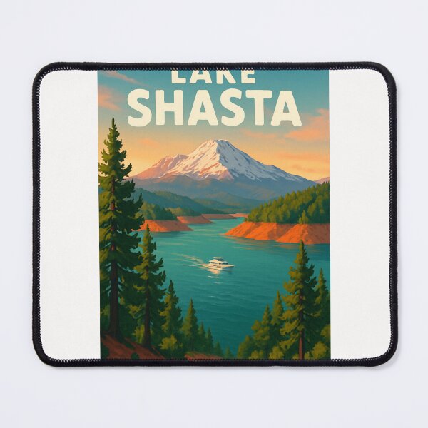 Item preview, Lake Shasta Boat View and Mountain Backdrop designed and sold by Places On Earth.
