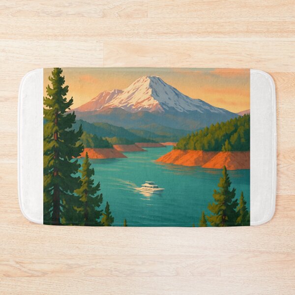 Item preview, Lake Shasta Boat View and Mountain Backdrop designed and sold by Places On Earth.