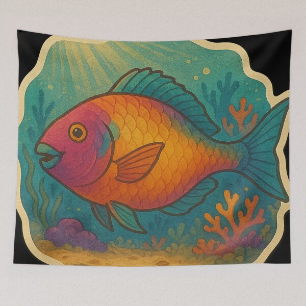 Item preview, Parrotfish Feeding on Coral in Ocean designed and sold by DamioPolArt.