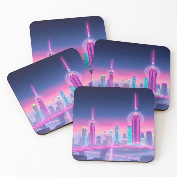 Item preview, Futuristic City Skyline - Neon Cyberpunk Architecture Art designed and sold by AbdS07.