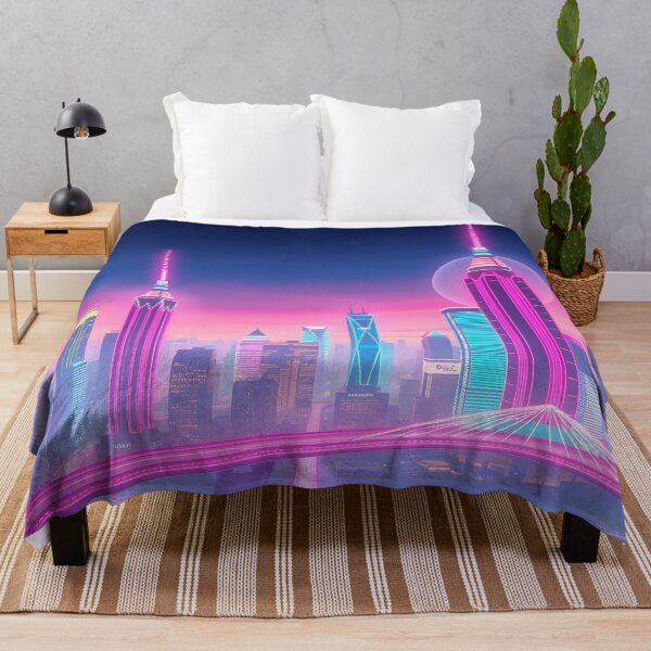 Item preview, Futuristic City Skyline - Neon Cyberpunk Architecture Art designed and sold by AbdS07.