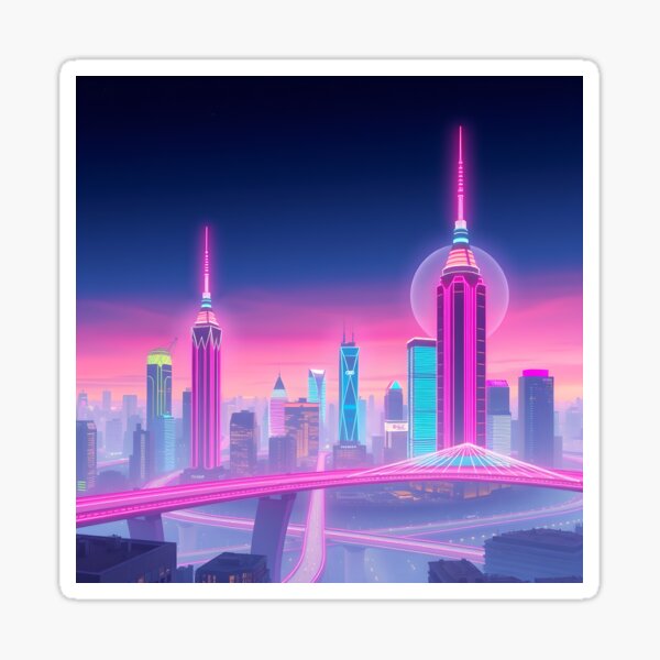Item preview, Futuristic City Skyline - Neon Cyberpunk Architecture Art designed and sold by AbdS07.