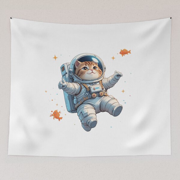 Item preview, cat astronaut floating in space designed and sold by Nimkaew.