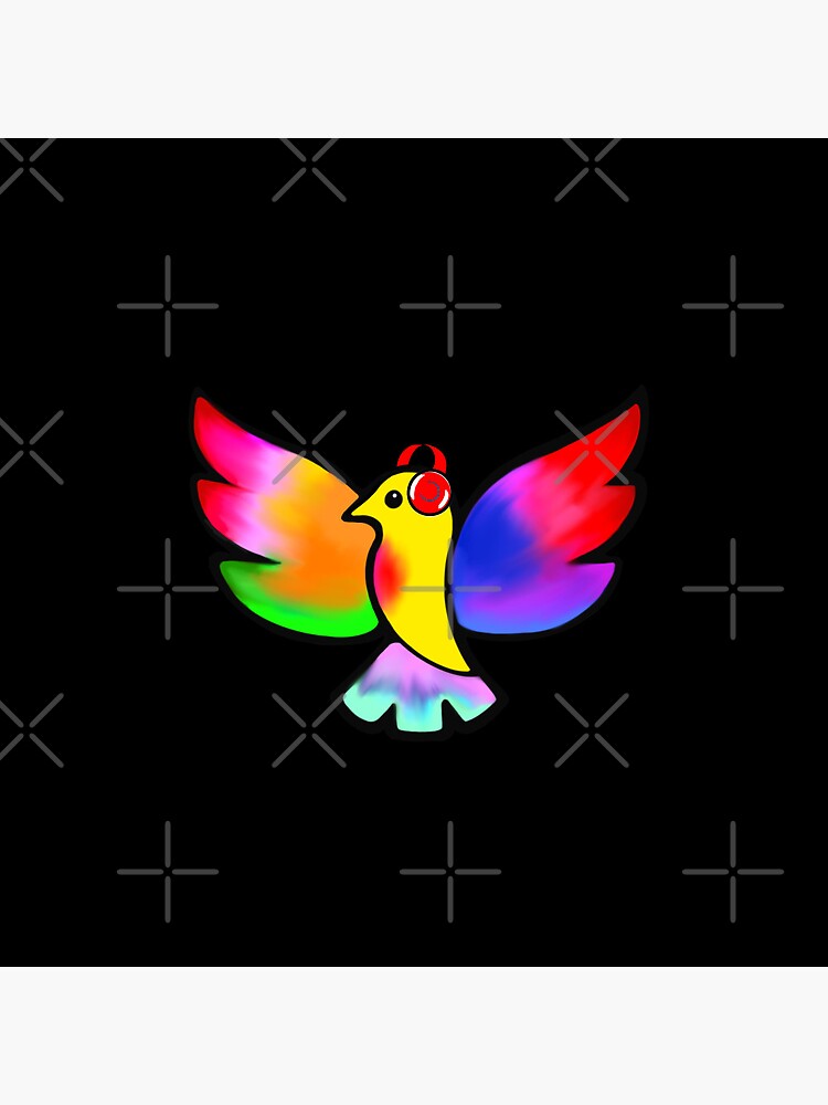 Thumbnail 3 of 3, Pin, Tale Teller Kids Neurodivergence Logo Rainbow Bird In Headphones designed and sold by taletellerclub.
