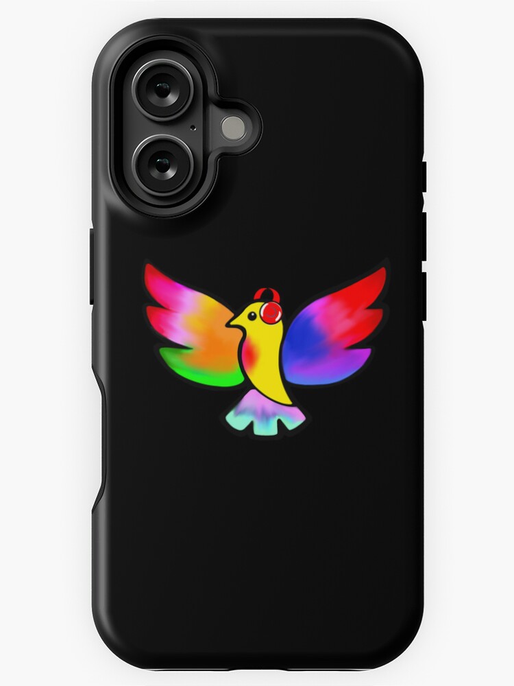 Thumbnail 1 of 4, iPhone Case, Tale Teller Kids Neurodivergence Logo Rainbow Bird In Headphones designed and sold by taletellerclub.