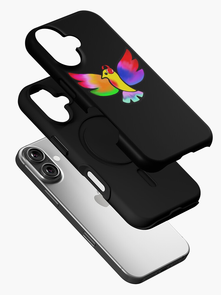 Thumbnail 2 of 4, iPhone Case, Tale Teller Kids Neurodivergence Logo Rainbow Bird In Headphones designed and sold by taletellerclub.