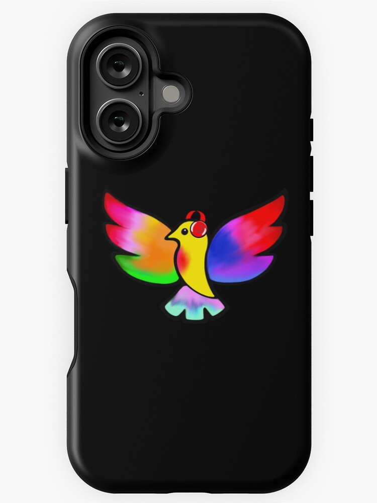 Thumbnail 1 of 4, iPhone Case, Tale Teller Kids Neurodivergence Logo Rainbow Bird In Headphones designed and sold by taletellerclub.