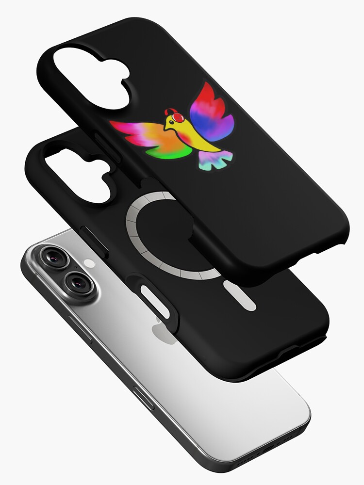 Thumbnail 2 of 4, iPhone Case, Tale Teller Kids Neurodivergence Logo Rainbow Bird In Headphones designed and sold by taletellerclub.
