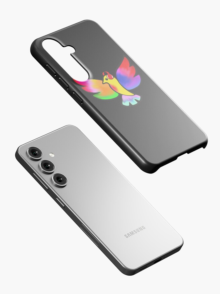 Thumbnail 2 of 4, Samsung Galaxy Phone Case, Tale Teller Kids Neurodivergence Logo Rainbow Bird In Headphones designed and sold by taletellerclub.