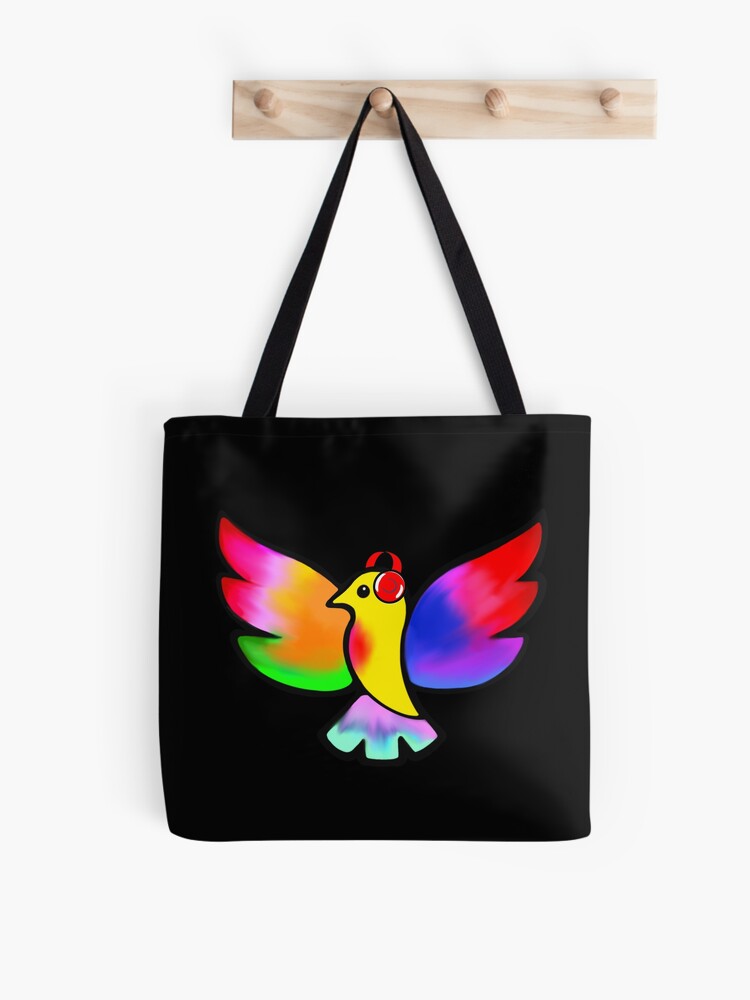 Thumbnail 1 of 2, Tote Bag, Tale Teller Kids Neurodivergence Logo Rainbow Bird In Headphones designed and sold by taletellerclub.