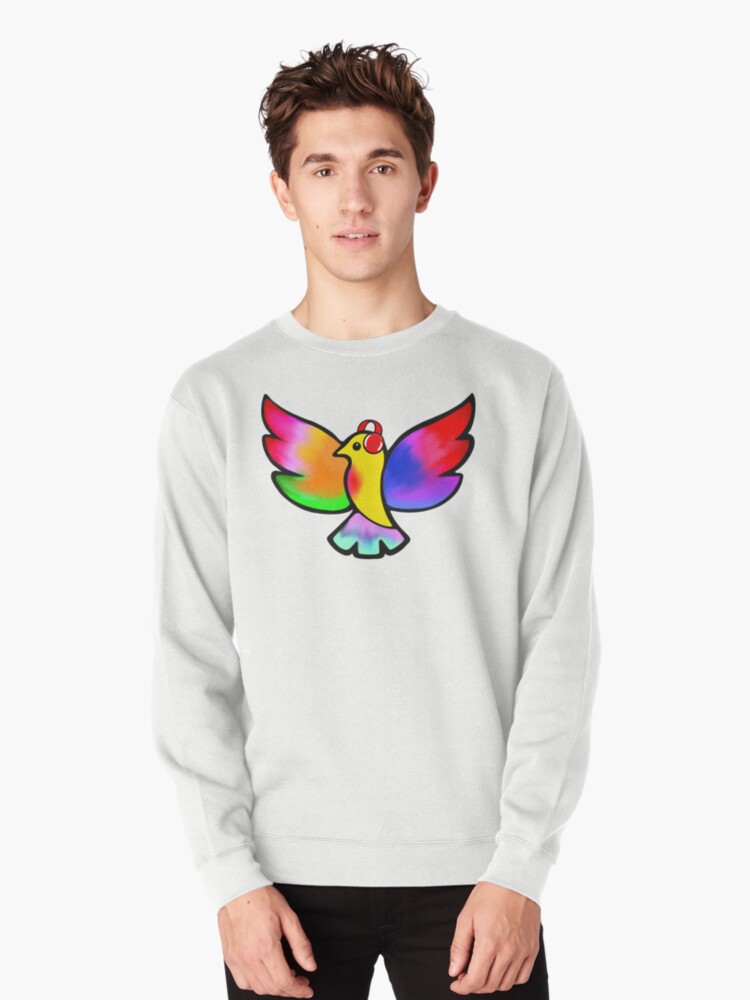 Thumbnail 1 of 5, Pullover Sweatshirt, Tale Teller Kids Neurodivergence Logo Rainbow Bird In Headphones designed and sold by taletellerclub.