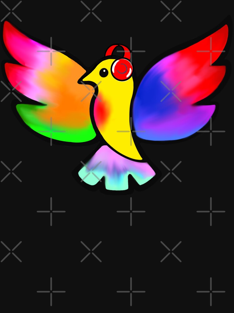 Thumbnail 7 of 7, Active T-Shirt, Tale Teller Kids Neurodivergence Logo Rainbow Bird In Headphones designed and sold by taletellerclub.