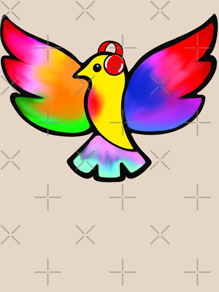 Thumbnail 3 of 3, Relaxed Fit T-Shirt, Tale Teller Kids Neurodivergence Logo Rainbow Bird In Headphones designed and sold by taletellerclub.