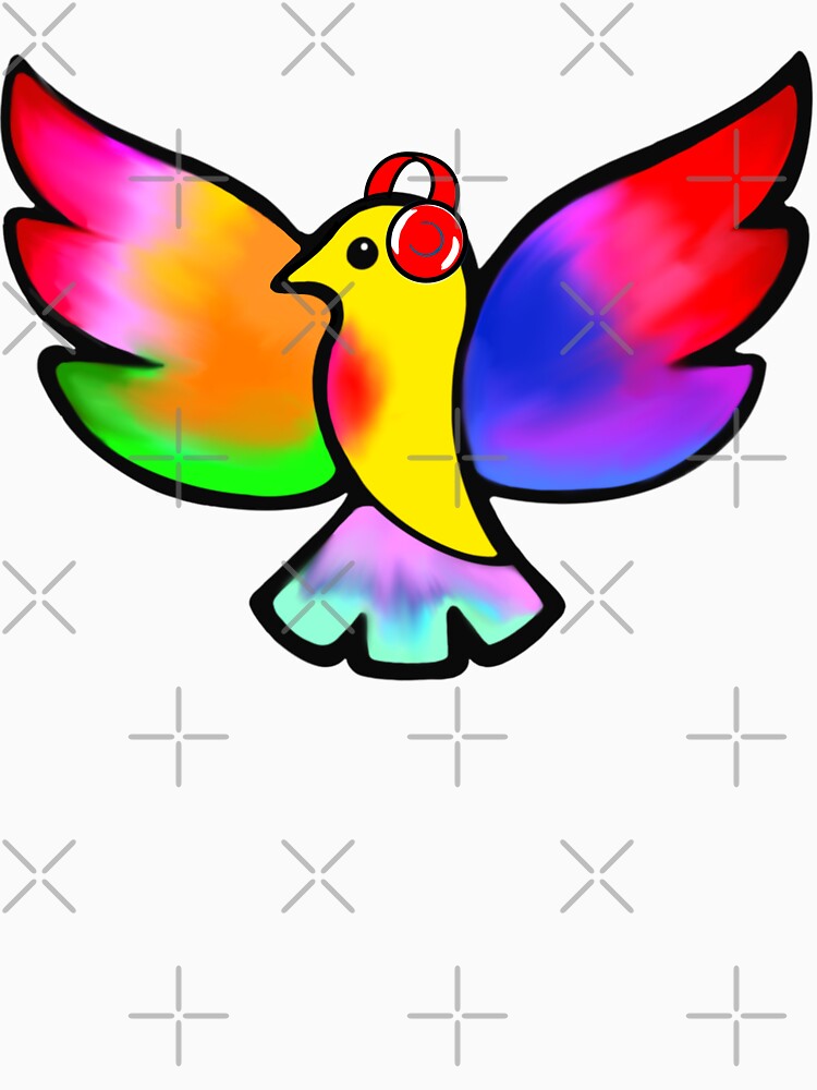 Thumbnail 3 of 3, Fitted Scoop T-Shirt, Tale Teller Kids Neurodivergence Logo Rainbow Bird In Headphones designed and sold by taletellerclub.