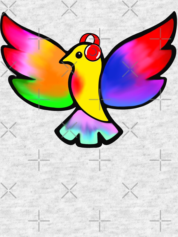 Thumbnail 7 of 7, Tri-blend T-Shirt, Tale Teller Kids Neurodivergence Logo Rainbow Bird In Headphones  designed and sold by taletellerclub.