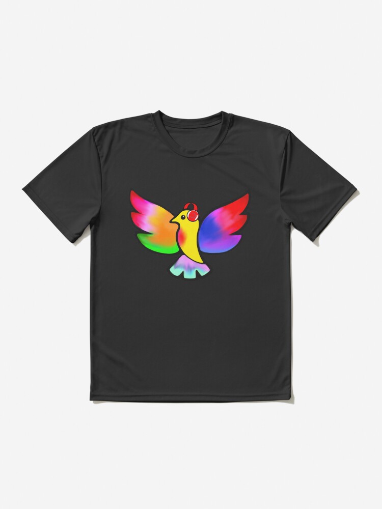 Thumbnail 2 of 7, Active T-Shirt, Tale Teller Kids Neurodivergence Logo Rainbow Bird In Headphones designed and sold by taletellerclub.