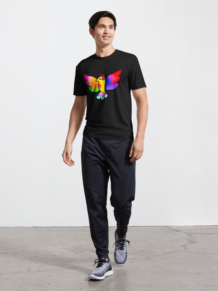Thumbnail 5 of 7, Active T-Shirt, Tale Teller Kids Neurodivergence Logo Rainbow Bird In Headphones designed and sold by taletellerclub.