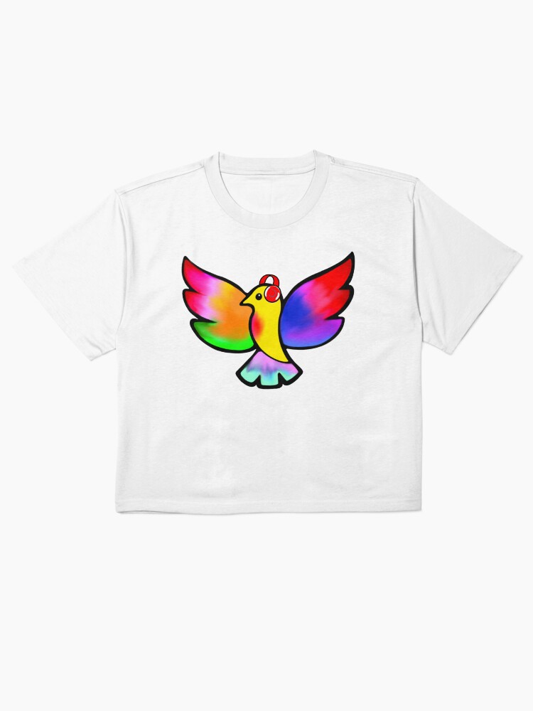 Thumbnail 2 of 4, Boxy T-Shirt, Tale Teller Kids Neurodivergence Logo Rainbow Bird In Headphones designed and sold by taletellerclub.