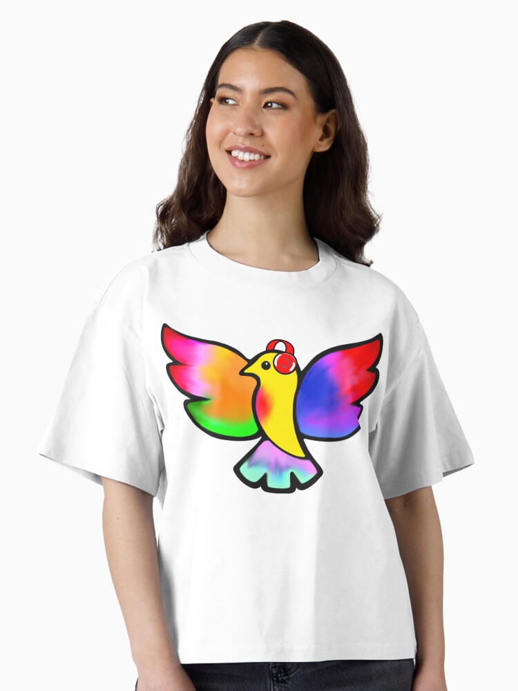 Thumbnail 1 of 4, Boxy T-Shirt, Tale Teller Kids Neurodivergence Logo Rainbow Bird In Headphones designed and sold by taletellerclub.
