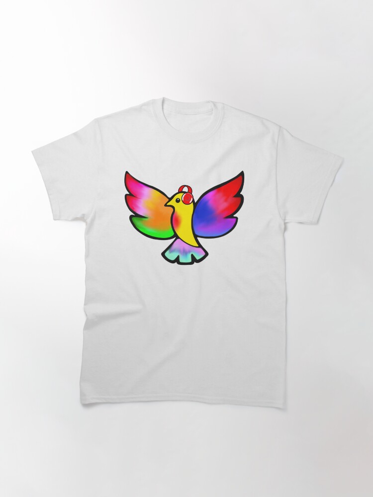 Thumbnail 3 of 7, Classic T-Shirt, Tale Teller Kids Neurodivergence Logo Rainbow Bird In Headphones designed and sold by taletellerclub.