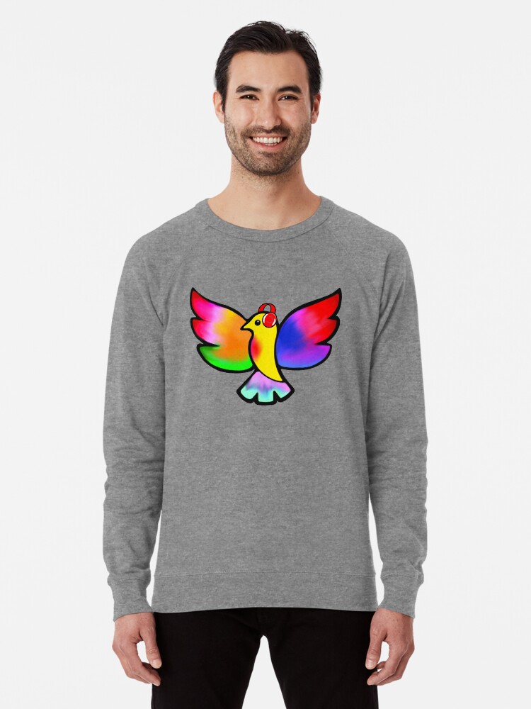 Thumbnail 1 of 5, Lightweight Sweatshirt, Tale Teller Kids Neurodivergence Logo Rainbow Bird In Headphones  designed and sold by taletellerclub.