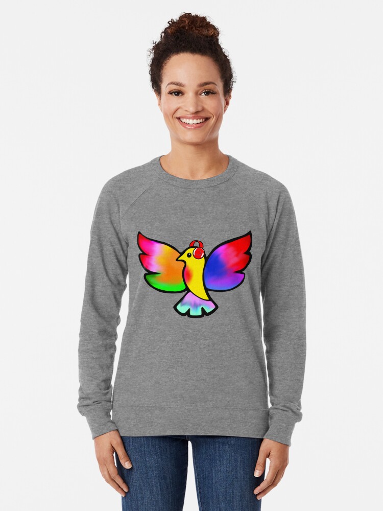 Thumbnail 2 of 5, Lightweight Sweatshirt, Tale Teller Kids Neurodivergence Logo Rainbow Bird In Headphones  designed and sold by taletellerclub.
