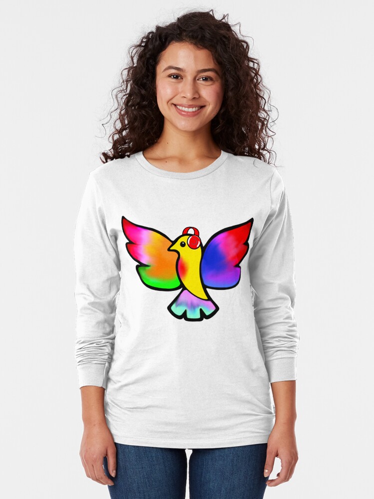 Thumbnail 2 of 5, Long Sleeve T-Shirt, Tale Teller Kids Neurodivergence Logo Rainbow Bird In Headphones designed and sold by taletellerclub.