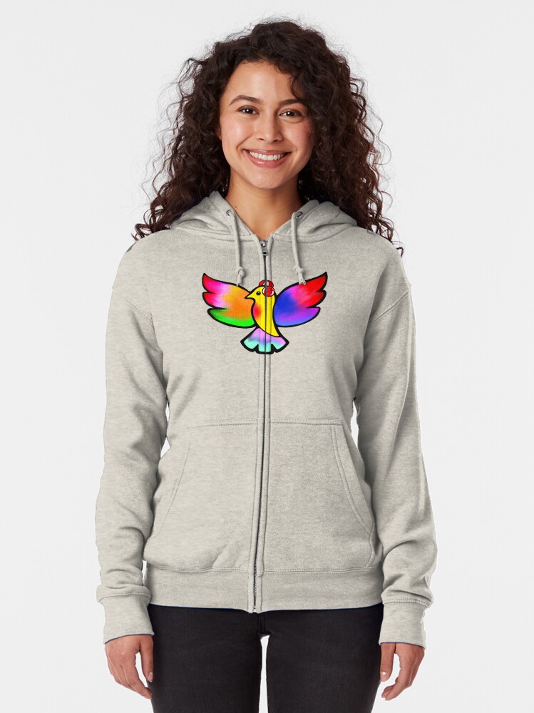 Thumbnail 2 of 5, Zipped Hoodie, Tale Teller Kids Neurodivergence Logo Rainbow Bird In Headphones designed and sold by taletellerclub.