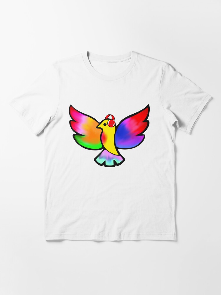 Thumbnail 3 of 7, Essential T-Shirt, Tale Teller Kids Neurodivergence Logo Rainbow Bird In Headphones designed and sold by taletellerclub.