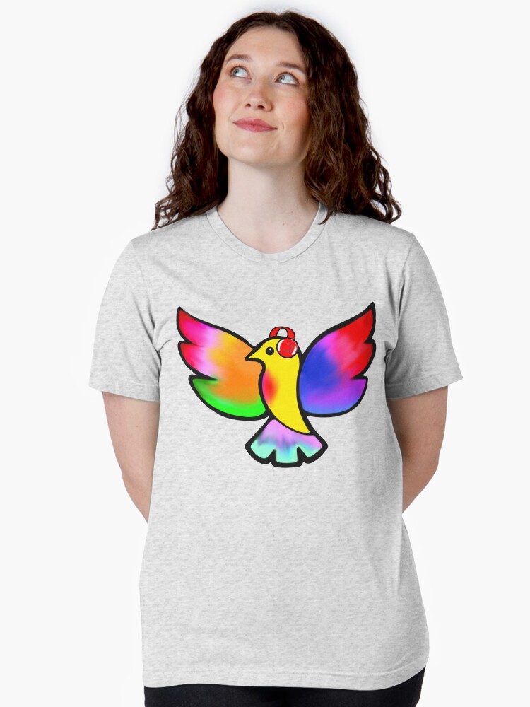 Thumbnail 2 of 7, Tri-blend T-Shirt, Tale Teller Kids Neurodivergence Logo Rainbow Bird In Headphones  designed and sold by taletellerclub.